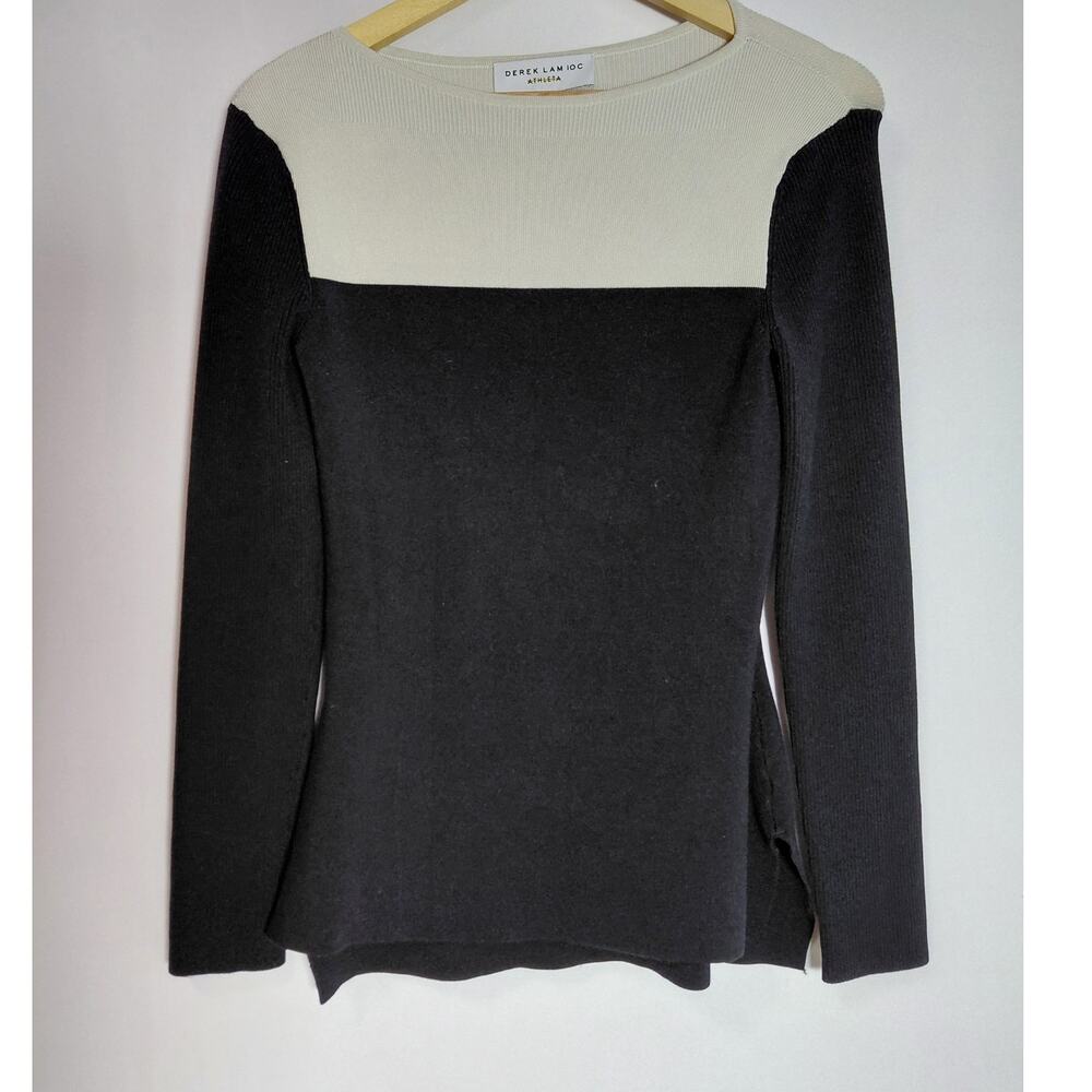 ATHLETA DEREK LAM 10C Top Black White Long Sleeve Women See Measurements